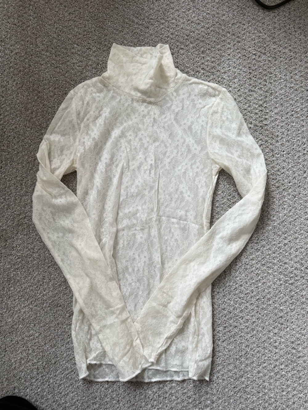 ARITZIA Wilfred Ivory Lace High Neck long sleeve sheet Top